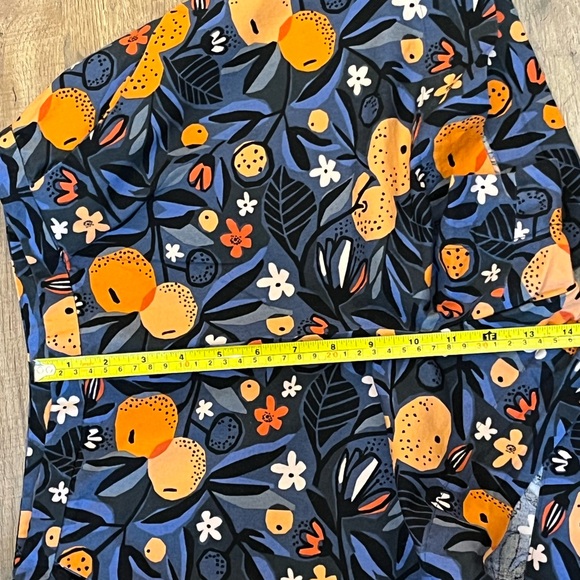 Floral and Clementine Patterned Women's Shorts Navy and Orange - Picture 5 of 9